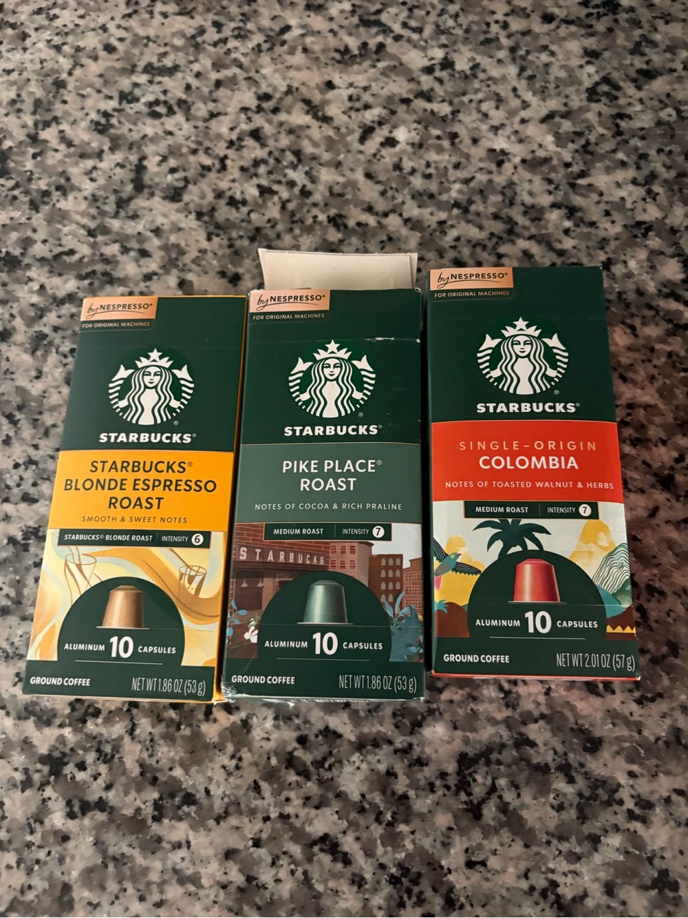 Starbucks Coffee Capsules - Green, Yellow, Orange Boxes